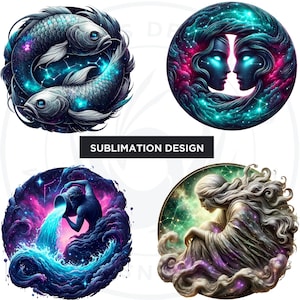 12 Celestial Zodiac signs Clipart Set, Astrology clipart, horoscope signs, Fantasy Clipart, Celestial clipart, zodiac sublimation,zodiac png.Aries, Taurus, Gemini, Cancer, Leo, Virgo, Libra, Scorpio, Sagittarius, Capricorn, Aquarius, Pisces