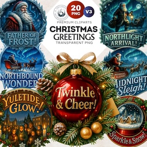 Christmas Greetings clipart PNG Set V3, Christmas clipart, Holiday Quotes, Festive Christmas cards, Merry Xmas Sayings, Winter Card Making