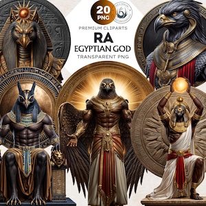 Egyptian God Ra Clipart PNG, Ancient Egypt Mythology Art, Sun God illustration, Fantasy Deity for Sublimation, Egyptian deity, Sun Deity