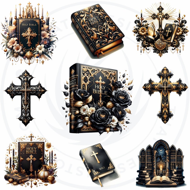 Christian clipart set, Religious, Biblical, Bible, Church, Crucifix, Cross, Angel, Jesus PNG, virgin mary, Catholic Art for Sublimation