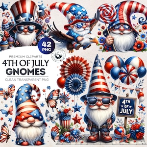 4th of july Gnome Clipart PNG, american patriotic clip art, Independence Day Gnomes, patriotic gnome, Veteran day, Memorial Day, USA flag