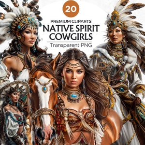 Clipart di cowgirl native americane, stampe di cowgirl native americane, cappello da cowgirl png, sublimazione western, arte western, illustrazioni del selvaggio West