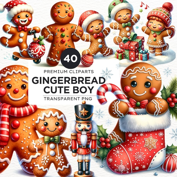 Aquarell Lebkuchenmann png Clipart, niedlicher Lebkuchenmann png, Lebkuchen png für die Kartenherstellung, das Handwerk und die Sublimation. Weihnachten PNG