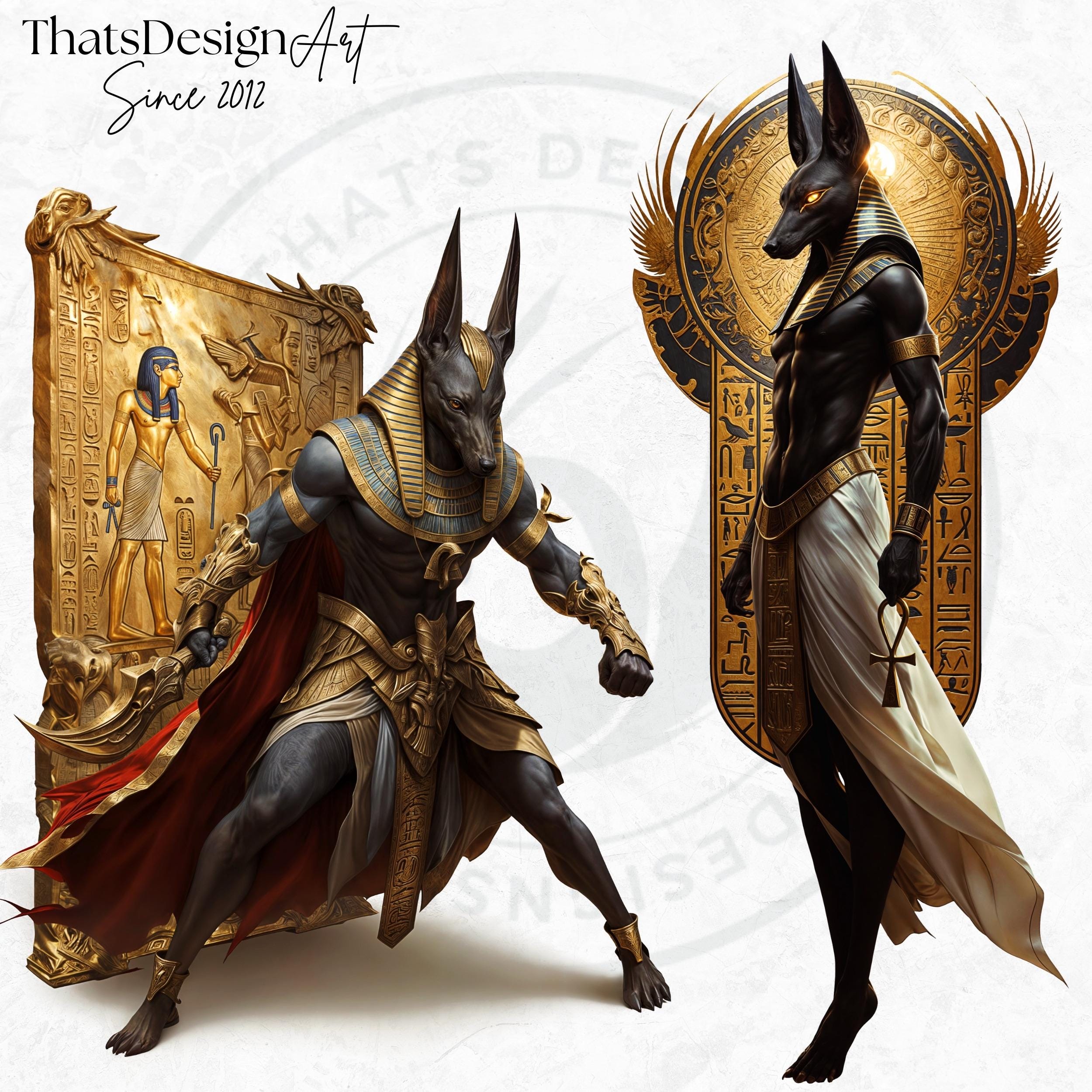 Anubis Clipart Set: Egyptian God PNG, Gold & Black Designs, Ancient ...