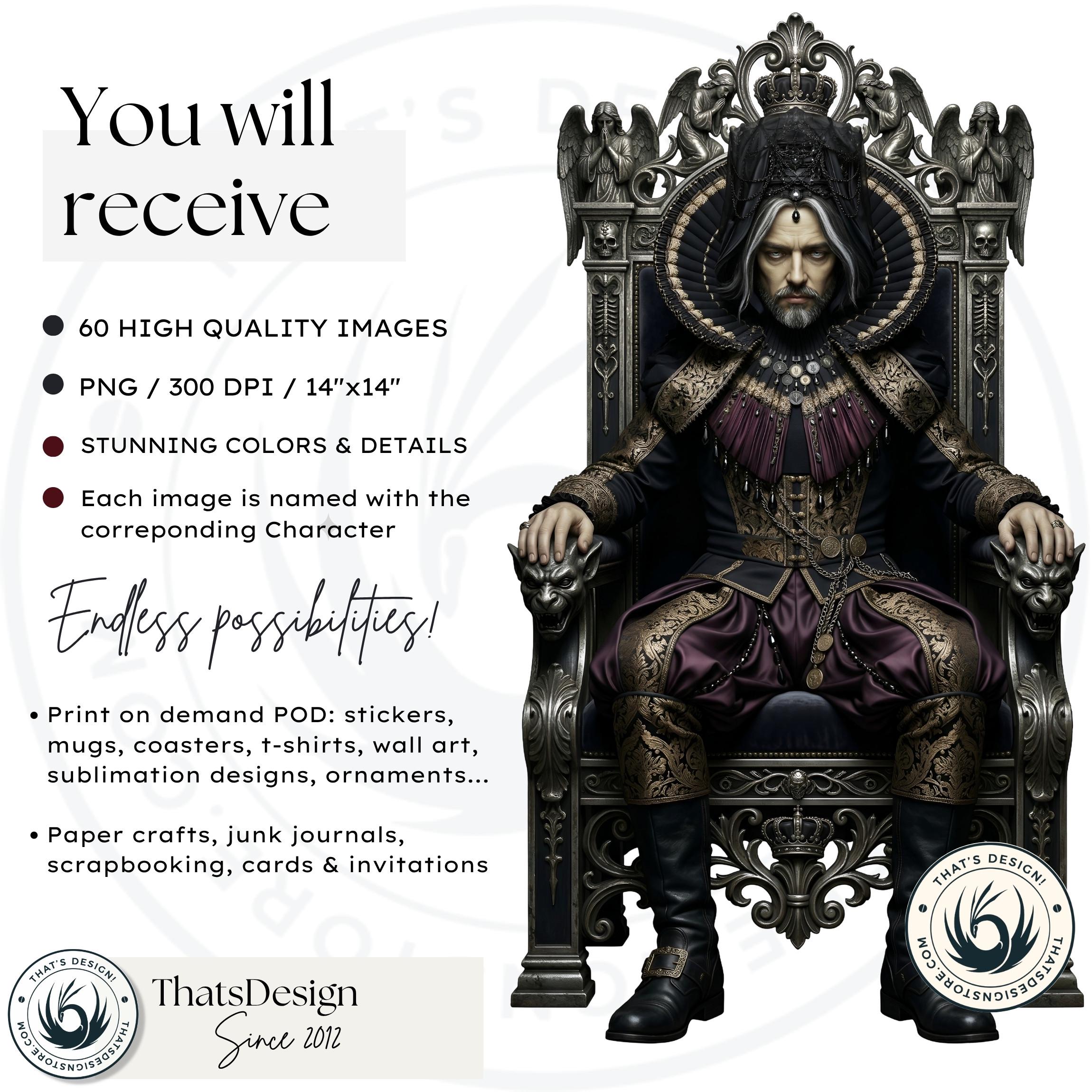Dark Fantasy Rulers Clipart, Gothic Thrones PNG, RPG Journal ...