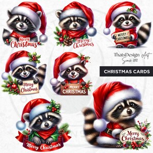 53 Cute Raccoon PNG Clipart Set, Christmas Raccoon clipart, Baby animal with Santa Hat Png, Christmas Clipart, Christmas cards & sublimation