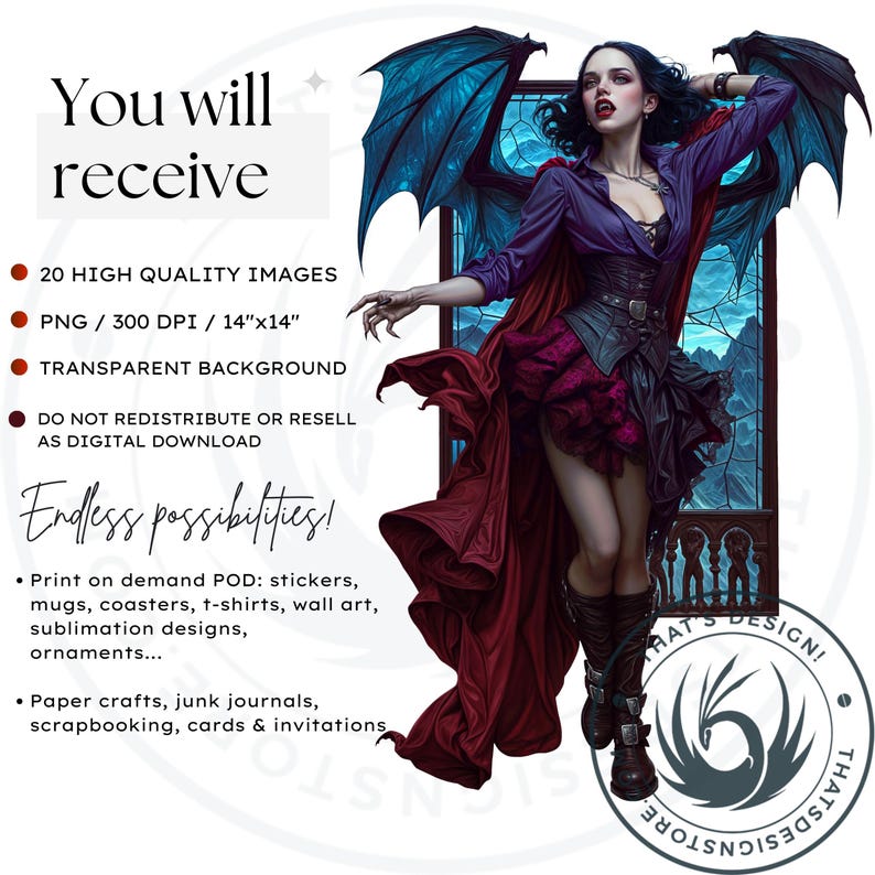 Vampire clipart Set, halloween clipart, Gothic Dracula design, Fantasy gothic clipart, Halloween png, bat clipart, crafts & sublimation