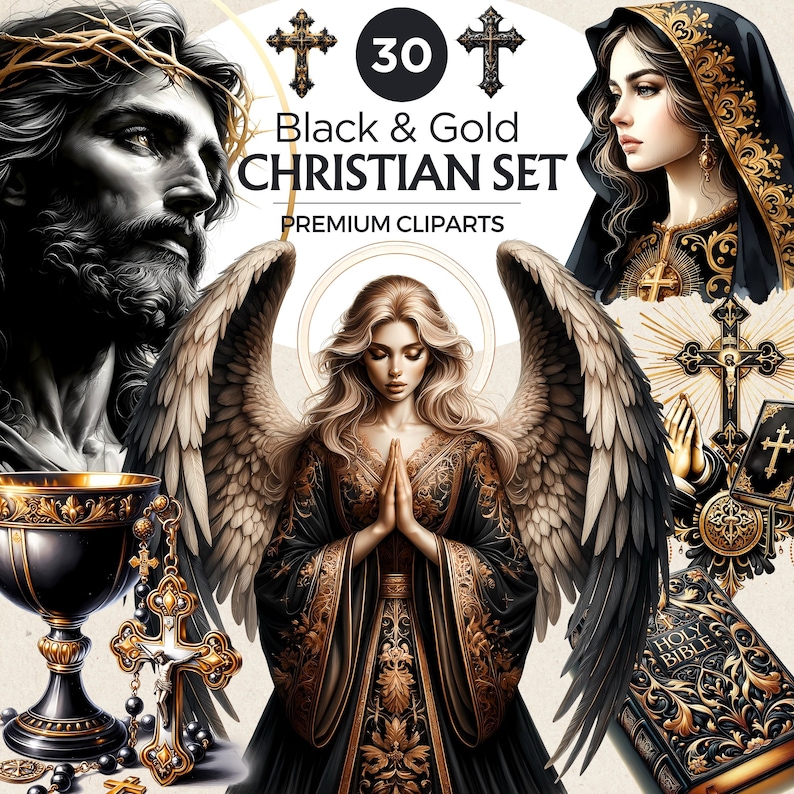 Christian clipart set, Religious, Biblical, Bible, Church, Crucifix, Cross, Angel, Jesus PNG, virgin mary, Catholic Art for Sublimation