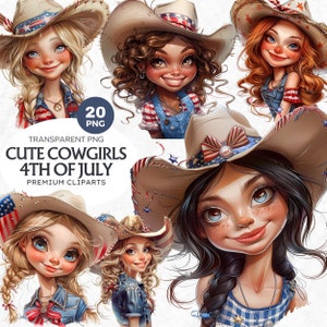 Cute 4th of july Cowgirl Clipart PNG, american patriotic woman, Independence day, USA flag, Cowgirl hat, Western Sublimation, Wild West girl