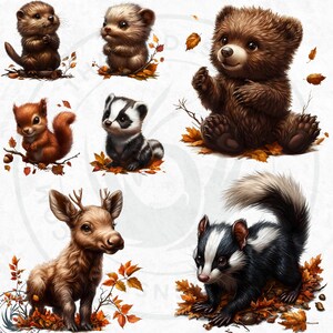 60 Woodland animals Clipart Set, Cute and Realistic Forest Wildlife, Fall Clipart, Autumn animal PNG, baby animals PNG, Fall sublimation