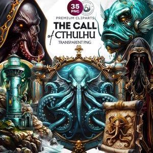 35 Cthulhu PNG Clipart, Call of Cthulhu, Howard Phillips Lovecraft Clipart, Fantasy Clipart, Oktopus Clipart, Rollenspiel Clipart, Cthulhu Druck