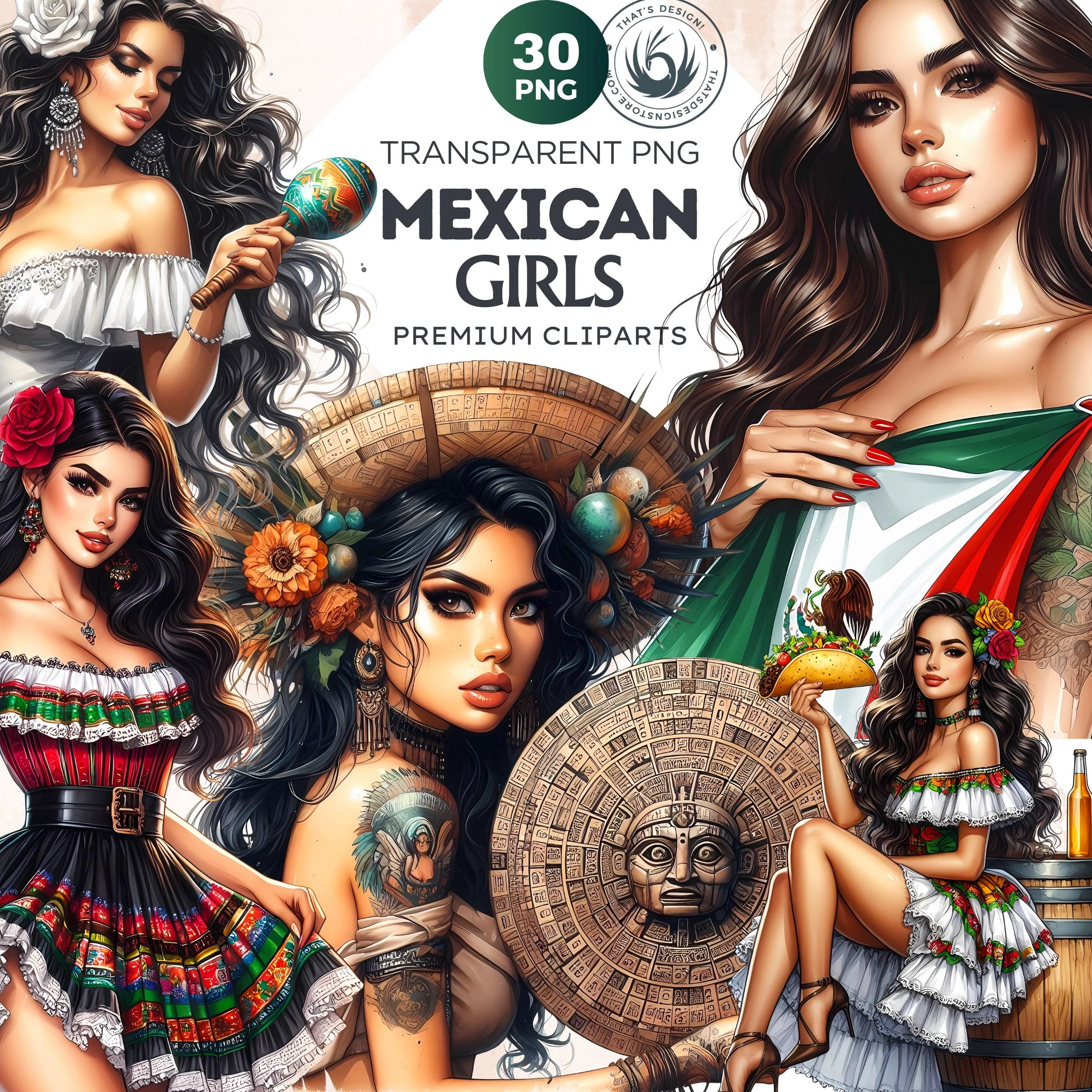 30 Mexican Girl Clipart Set, Cinco de mayo mexican woman dancer, Mexican girl design, Mexican Festival Fiesta,Aztec girl,sublimation designs
