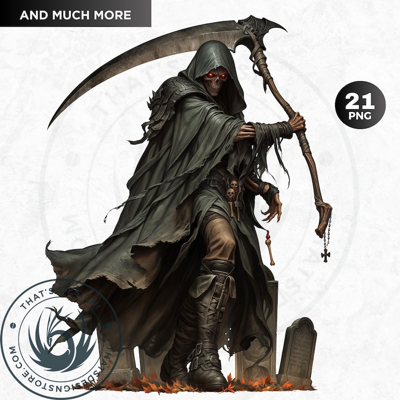 Grim Reaper Clipart: Ethereal Gothic Halloween PNG (digital Download ...