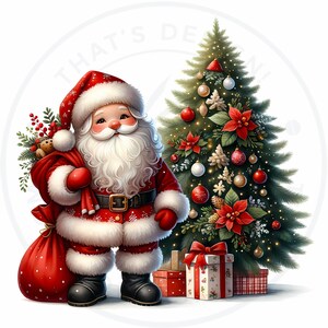 Cute Santa Clipart PNG for sublimation & crafts, Santa Claus christmas PNG, Card Making, print on demand Christmas Clipart. Commercial use