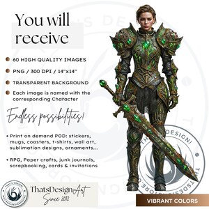 Knightly Orders Fantasy Clipart Bundle: Medieval Warrior, Crusader Illustrations (PNG, Digital download)