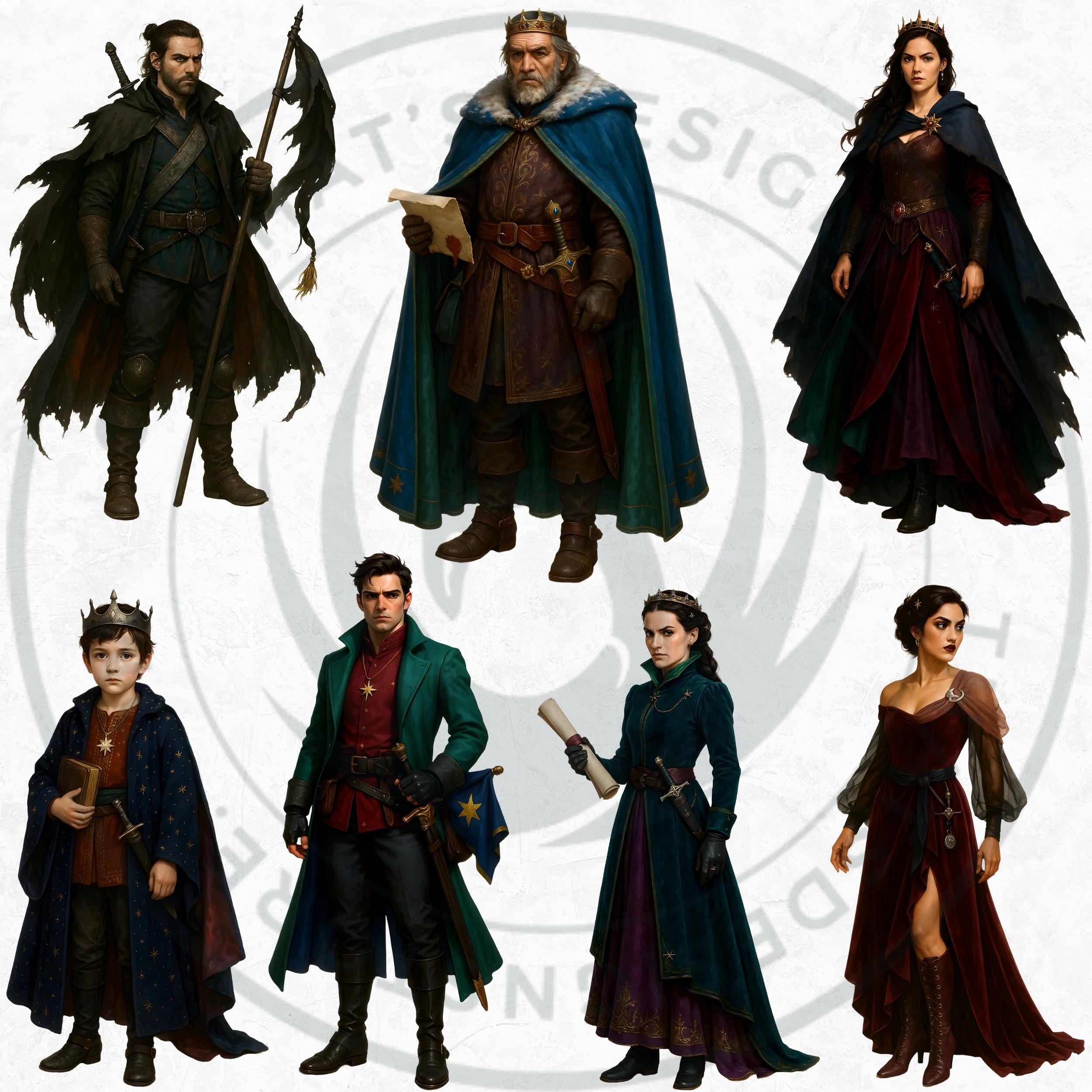 Royal Roles For Rp Fantasy RPG Clipart: Royal Court Characters PNG Set (PNG, Commercial ...