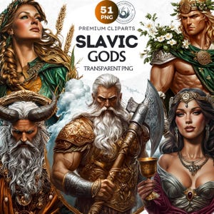 51 Slavic God Goddess clipart set, Eastern European mythology Graphics, Ancient Slavic gods, Fantasy Art, Ancient gods, Sublimation design