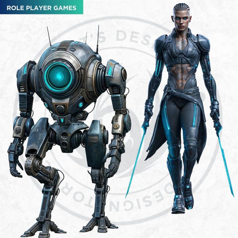 Galactic Vanguard Clipart Bundle: Sci-Fi Character Illustrations, Futuristic Space Graphics (PNG, Digital download)