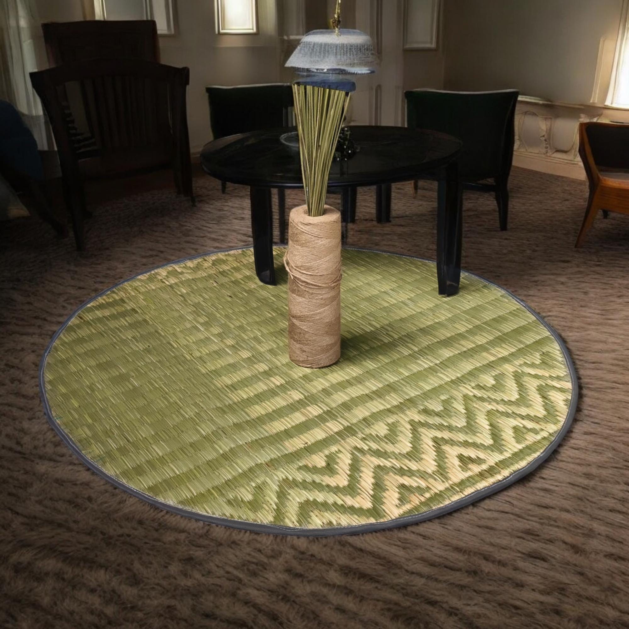 Reed Rug Handmade Reed Grass Round Rug | Boho Natural Carpet | Eco-friendly Home ...