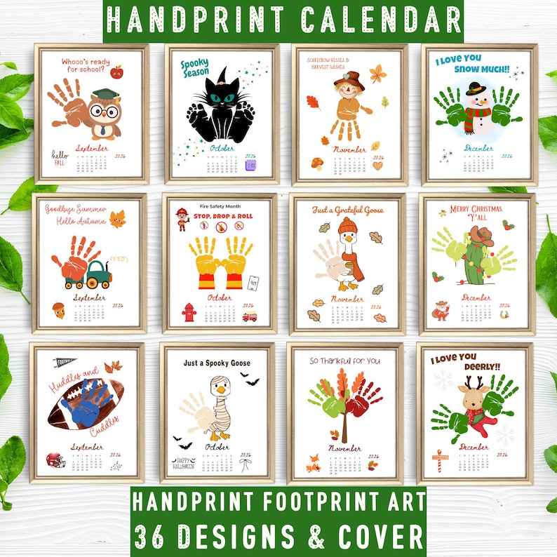 2026 Handprint Calendar Printable, Kids Handprint Art Craft, Monthly ...
