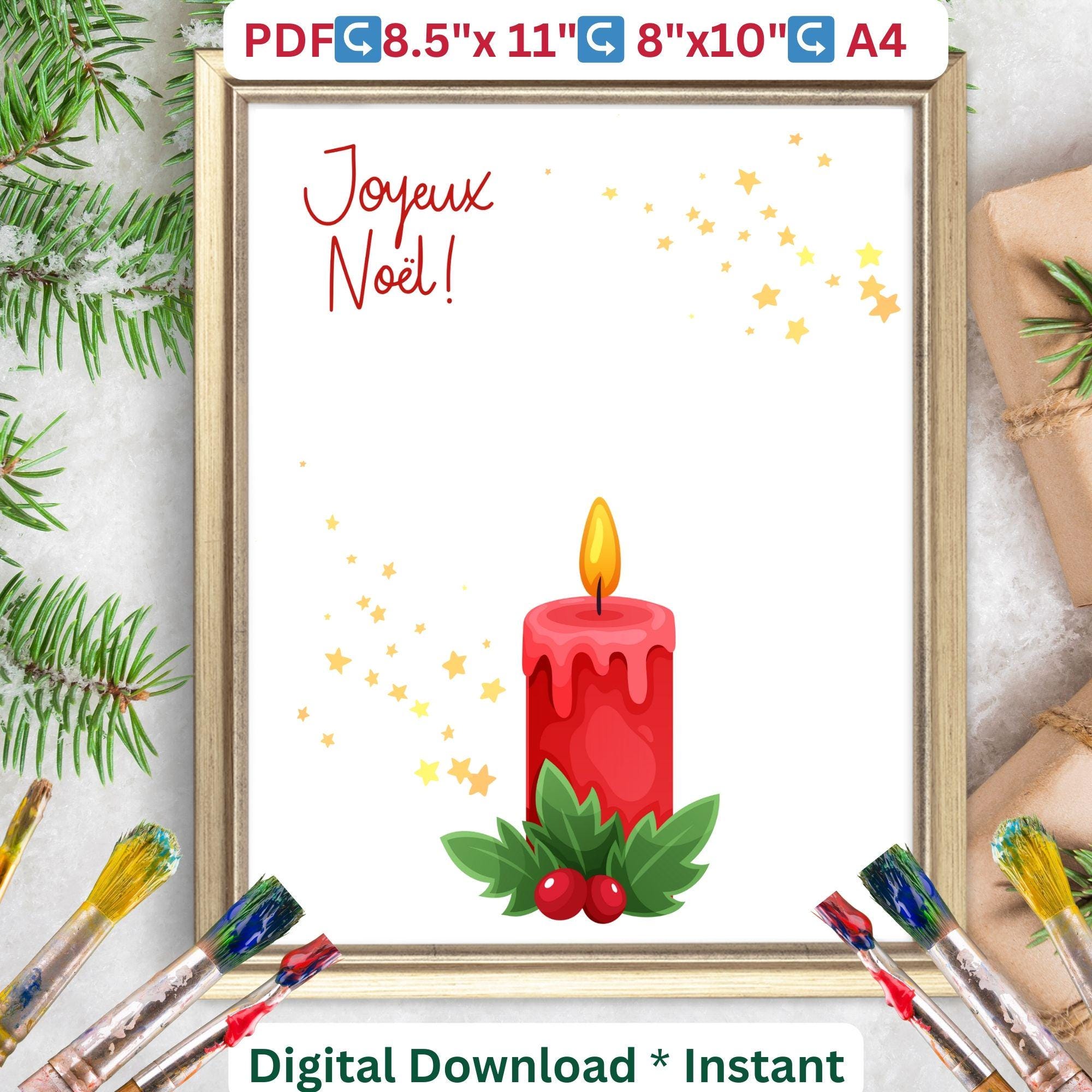 Christmas Handprint Art, Joyeux Noel Candle, Printable Preschool