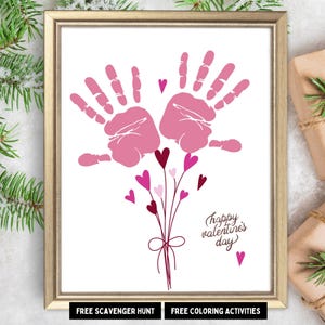 Valentines Day Handprint Flower Craft| Love Handprint Art| Class Valentines Crafts DIY Toddler Baby Keepsake Gift Preschool Daycare Activity