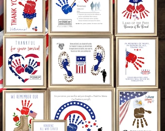 Veterans Day Handprint Craft Art Bundle| DIY Card Patriotic Poem Keepsake Gift Veterans| Handprint Craft Keepsake Kids Pre K Daycare Toddler