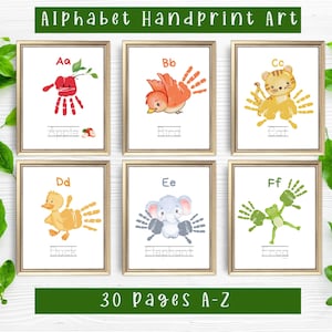 Arte de impressão de mão do alfabeto | Livro ABC fônico para crianças pré-escolares, arte de impressão de pegadas | Letras de rastreamento pré-escolar | Livro de memória do alfabeto da sala de aula