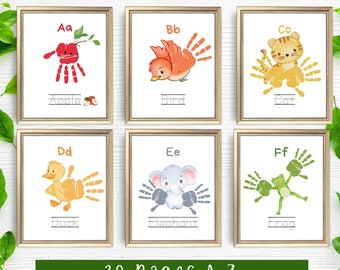 Alphabet Handprint Art Craft| Phonic ABC Book for Kids Preschool Footprint Art Crafts| Pre k Tracing Letters| Classroom Alphabet Memory Book