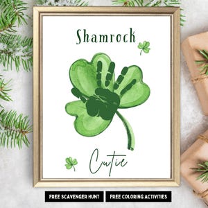 St Patrick's Day Handabdruck DIY Craft| Glücksklee Handabdruck Kunst | Pre k Shamrock Footprint Karte | Baby Erinnerungsbuch | Kleinkind Tagesaktivität