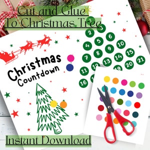 Christmas Countdown Calendar| Christmas Advent Calendar Printable for Kids| Christmas Tree Advent Calendar Daily Activity|Preschool Calendar
