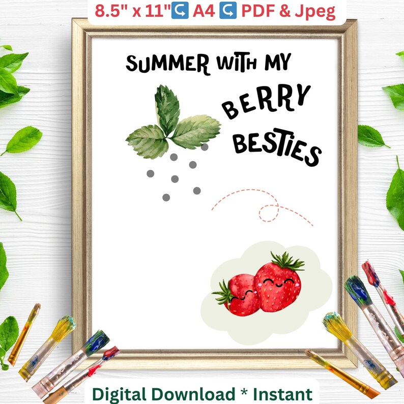 Summer Strawberry Handprint Craft| Handprint Printable Sign for Kids ...