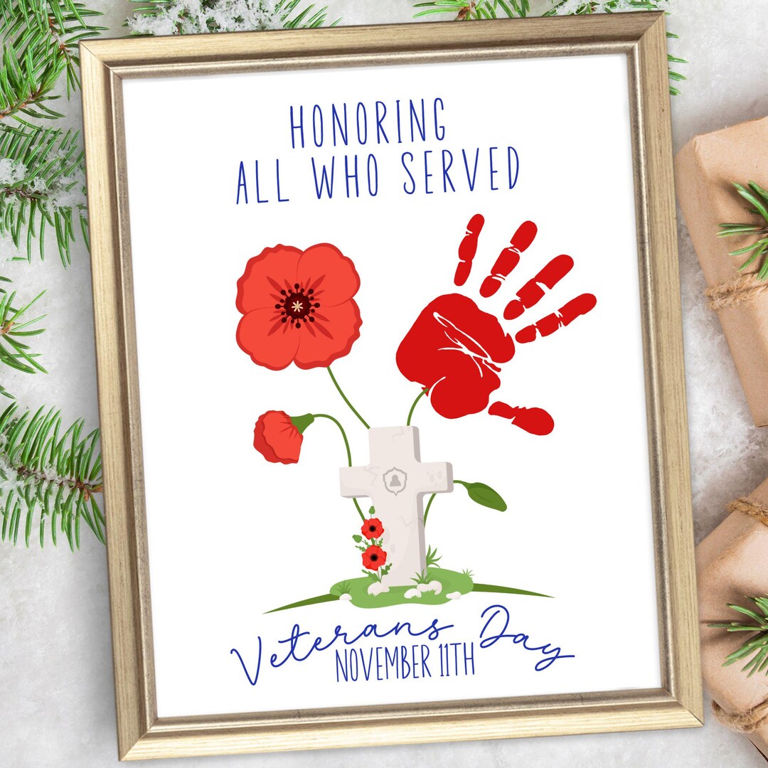 Veterans Day Handprint Art Craft| DIY Card Patriotic Sign Poem Keepsake ...
