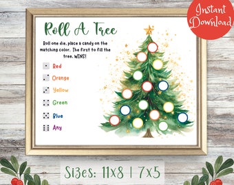 Roll a Tree Dice Game| Roll a Christmas Tree Game Printable for Kids|Roll a Dice Candy Game|Christmas Roll a Tree Party Game| Holiday Party