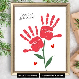 Valentines Day Handprint Flower Craft| Love Handprint Art| Class Valentines Crafts DIY Toddler Baby Keepsake Gift Preschool Daycare Activity