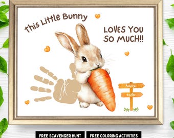 Bunny Handprint Art| Some Bunny Loves You Baby Handprint Craft Easter Keepsake Kit| PreK DIY Gift| Memory Book| Toddler Daycare Art Activity