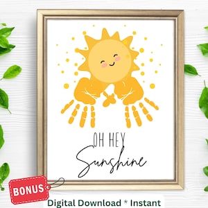 Summer Handprint Craft| Sunshine Handprint Printable Sign for Kids Preschool Daycare Toddlers| DIY Kids Craft Activity| Handprint Baby Art