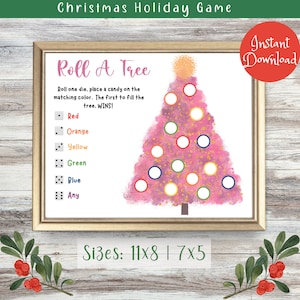Roll a Tree Dice Game| Roll a Christmas Tree Game Printable for Kids|Roll a Dice Candy Game|Christmas Roll a Tree Party Game| Holiday Party