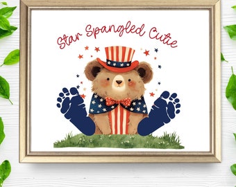 4th of July Handprint Art| Star Spangled Cutie Footprint Art|4th of July Activity| Fourth of July Handprint Art| Independence Day PreK Craft