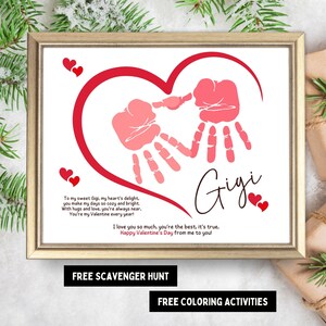 Gigi Handabdruck Gedicht Handwerk| Valentinstag Herz Handabdruck Kunst | Geschenk für Oma Baby Fußabdruck Andenken | Kindertagesstätte Aktivität | Basteln im Vorschulalter