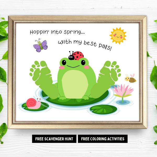 Spring Frog Footprint Craft| Baby Hospital Handprint Keepsake Kit| Preschool Kids DIY Nanna Gift| Memory Book| Toddler Daycare Art Activity