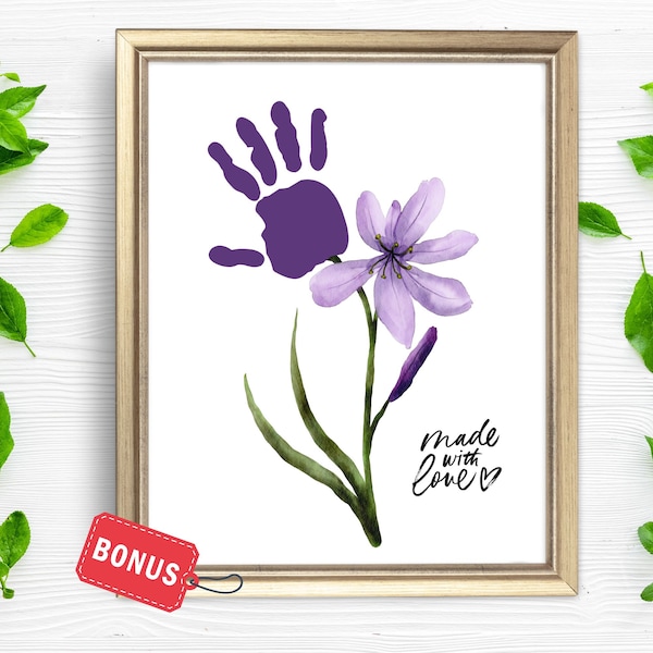 Mother's Day Flower Handprint Craft| Floral Bouquet Footprint Sign| Kids Keepsake All About My Mom Activity Prek, Toddler| Teacher Resources