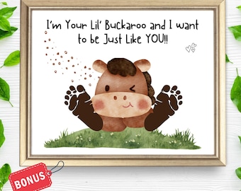 Animal Handprint Craft| DIY Grandparents Day Gift| Cute Buckaroo Just Like You Footprint Sign for Preschool, Daycare, Toddlers Baby Keepsake