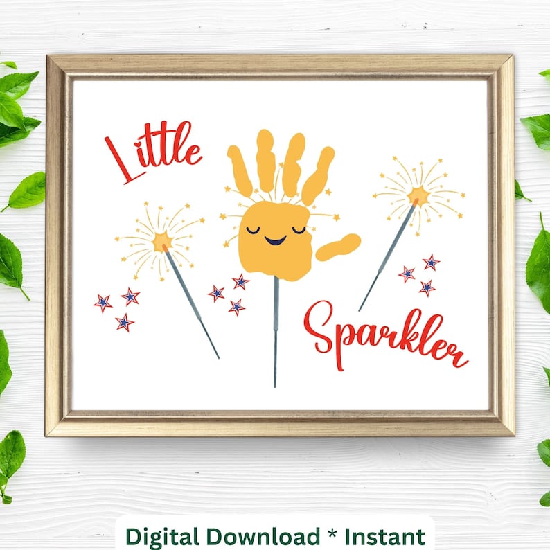 4th of July Handprint Art| Sparkler Footprint Art|Happy 4th of July Activity| Fourth of July Handprint Art| Independence Day Handprint Craft image 1