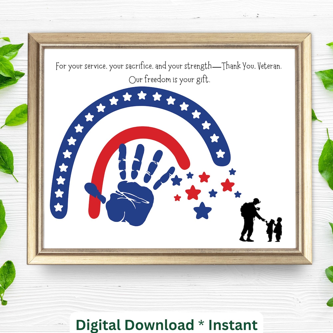 Veterans Day Handprint Art Craft| DIY Card Patriotic Sign Poem Keepsake ...