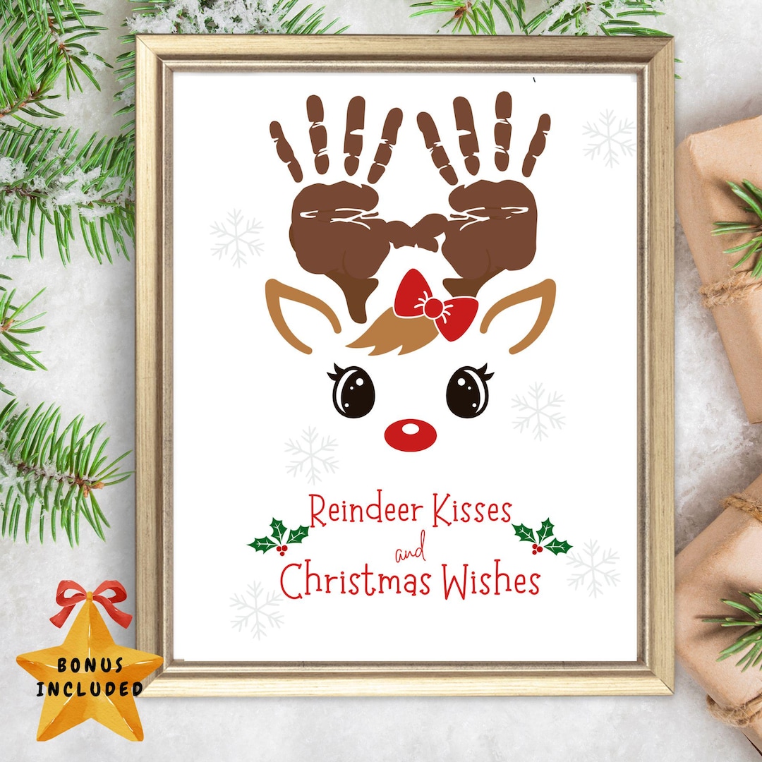 Christmas Handprint Art Craft, Winter Reindeer Footprint Craft for