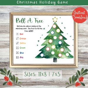 Roll a Tree Dice Game| Roll a Christmas Tree Game Printable for Kids|Roll a Dice Candy Game|Christmas Roll a Tree Party Game| Holiday Party