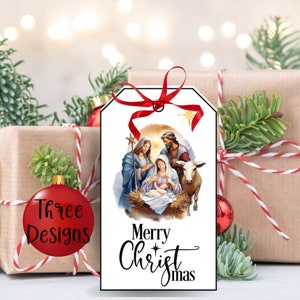 Nativity Gift Tags| Religious Christmas Merry Christmas Tag Printable| Christian Christmas Gift Tags for Pastor Gift| Neighbor Present Tags