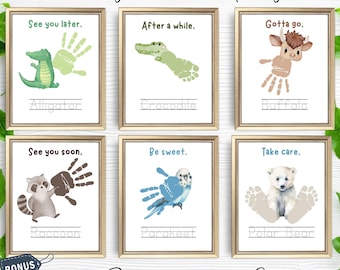Animal Handprint Art Craft| My Handprint Craft Book for Kids Preschool Footprint Art Bundle Prek Letter Tracing DIY Daycare Memory Book