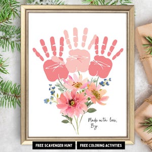 Valentines Day Handprint Flower Craft| Love Handprint Art| Class Valentines Crafts DIY Toddler Baby Keepsake Gift Preschool Daycare Activity
